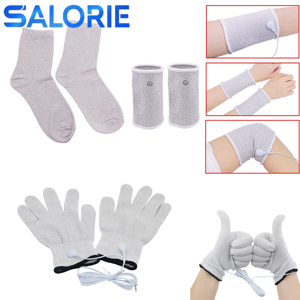 Tens Electrode Treatment Gloves Socks Bracers Conductive Cable For Ems