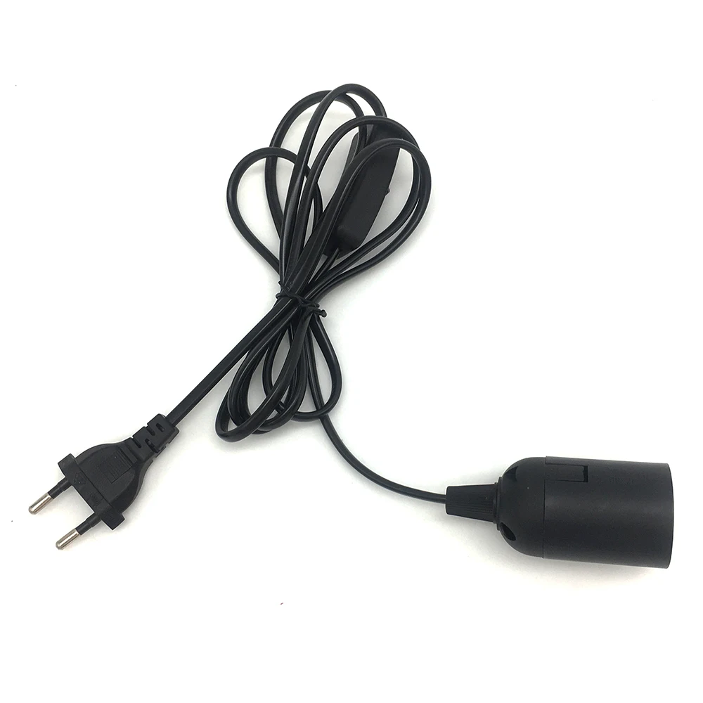 E27 Lamp Base Holder EU Plug With On/Off Switch Extension Cord for Hanging Lamp LED Bulbs Socket