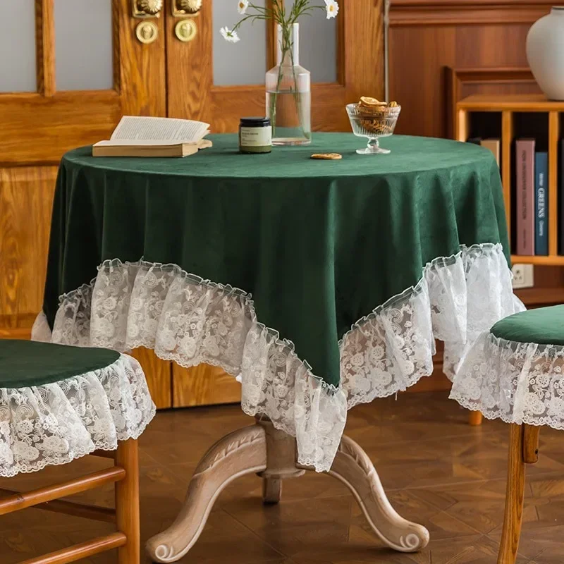 

Vintage Velvet Round Home Dining Tea Cloth Romantic and Beautiful Y8Z2348