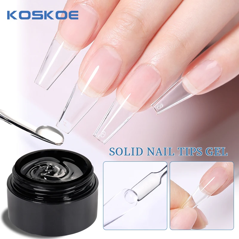 KOSKOE 4Pcs Clear Non Stick Hand Solid Nail Tips Glue Nail Art Extension Tips Glue No-Flowing Modelling Stick Tips Glue 2