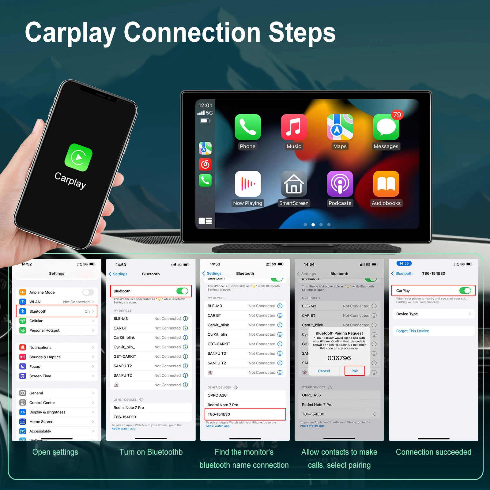 2.5D Monitor Da 9 Pollici Smart Player Car Fm Radio Wireless Carplay Android Auto Multimedia Video Player Smart Screen
