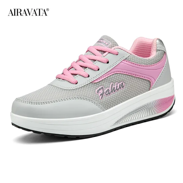 Women's Walking Shoes Fashion Lightweight Breathable Sneakers Casual Thick Bottom Shake Shoes Size 35-42 Pink
