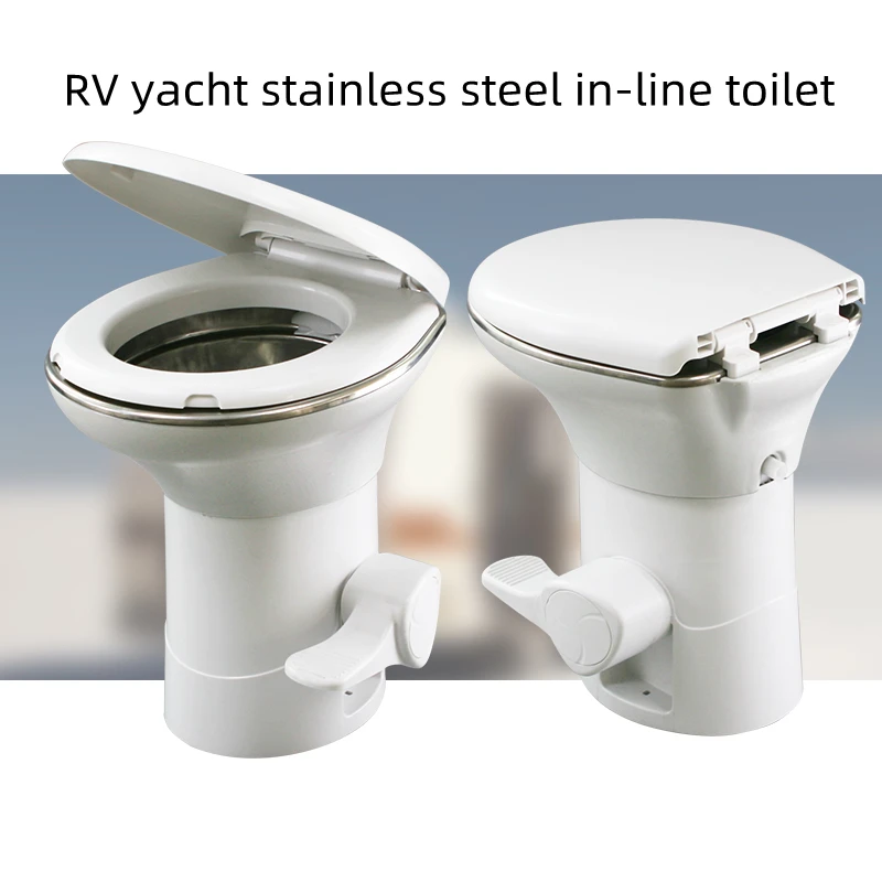 20" RV Camper Toilet Home Gravity Flush Toilet Foot Pedal Profile