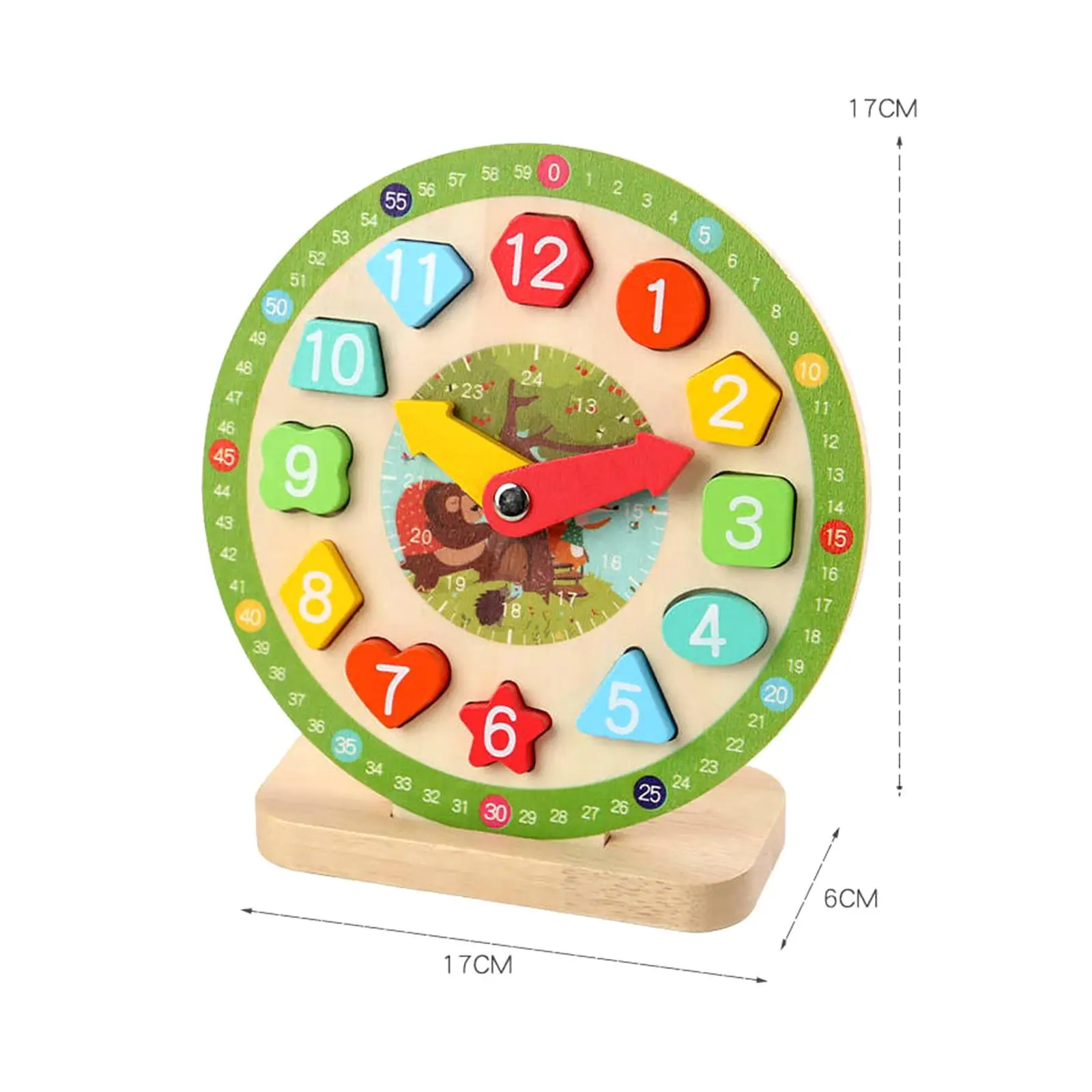 Teaching Clock for Kids, Montessori Wooden Clock Kids Toy, Clock Learning for Playroom