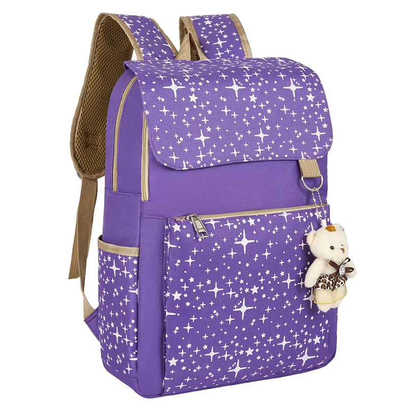 Student Backpack Three Piece Canvas Schoolbag Academic Style High Capacity Backpack for Boys and Girls Junior School Backpack 4