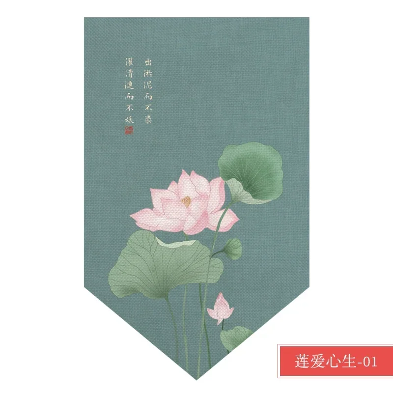 Chinese Style Lotus Zen Triangle Curtain Kitchen Bedroom Door Head Decorative Flag Curtain Bathroom Shade Curtain 6