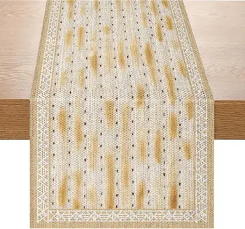 Passover Matzah Linen Table Runner – Pesach Holiday Table Decor 1