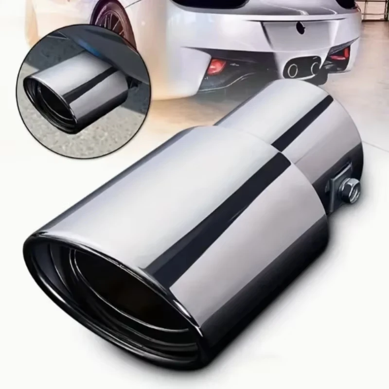 Exhaust Pipe Tip Universal Car Exhaust Pipe Car Rear Modification Parts Black Stainless Steel Exhaust Tip Tail Pipe Throat Liner Accessories