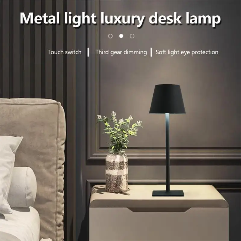 

Atmosphere Desk Lamp Rechargeable Touch Control Dimming Table Lamp Nordic Bar Living Room Bedroom Decor Eye Protection Light