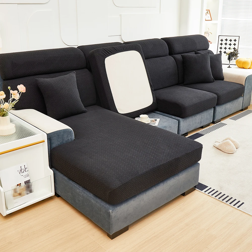 Jacquard Sofa Slipcover Twill Pattern Elastic Sofa Covers Furniture Protector For Bedroom Office Living Room Home Decor 1 Piece 6