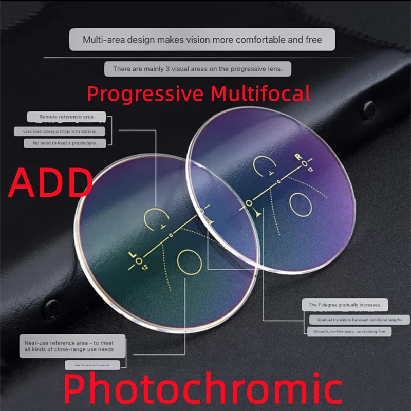 1.56 1.61 1.67ADD Photochromic Progressive Multifocal Reading Glasses Prescription Lenses For Eyes To See Far And Near