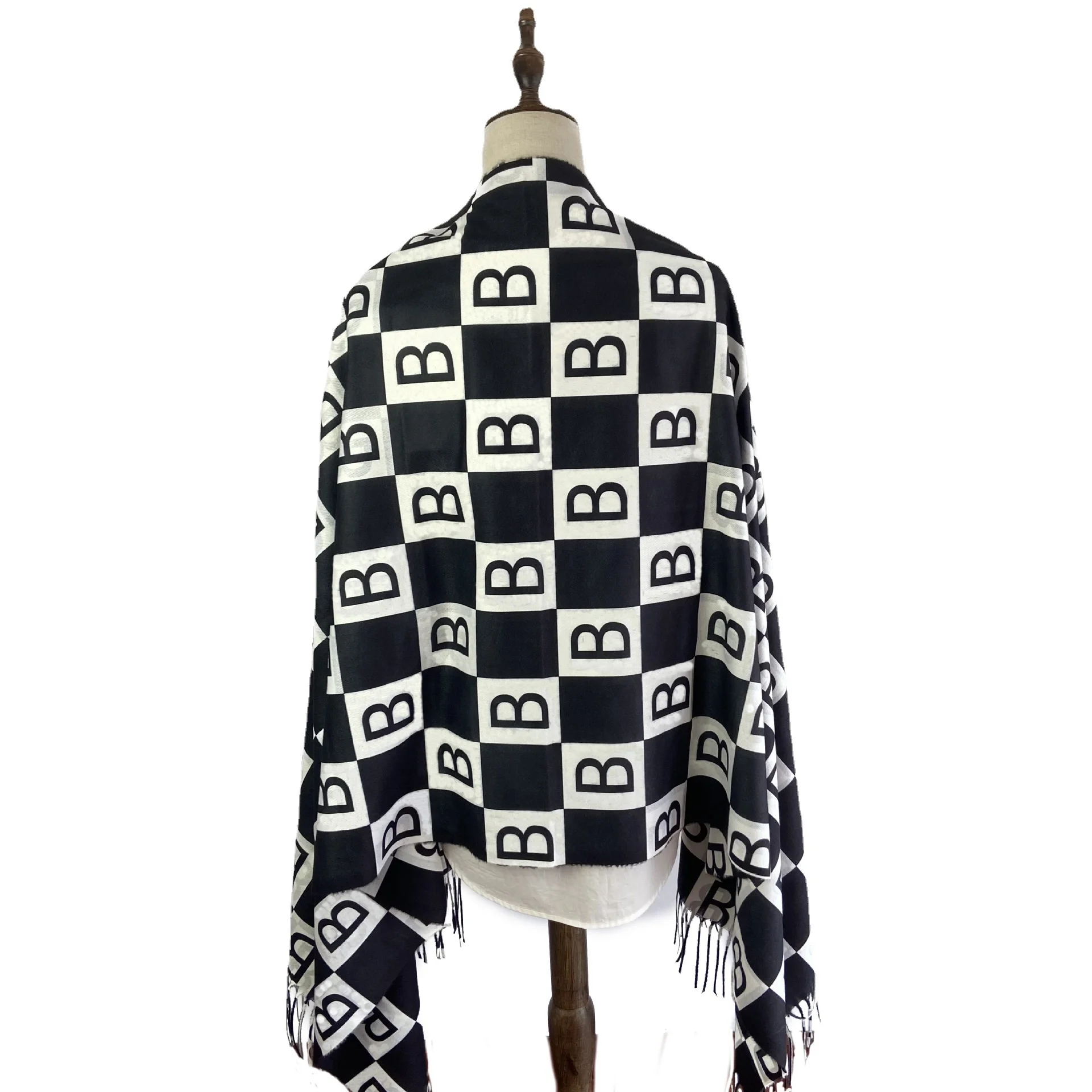 

Autumn and winter new Korean high-grade imitation cashmere warm scarf shawl tassel Plaid printed Bib