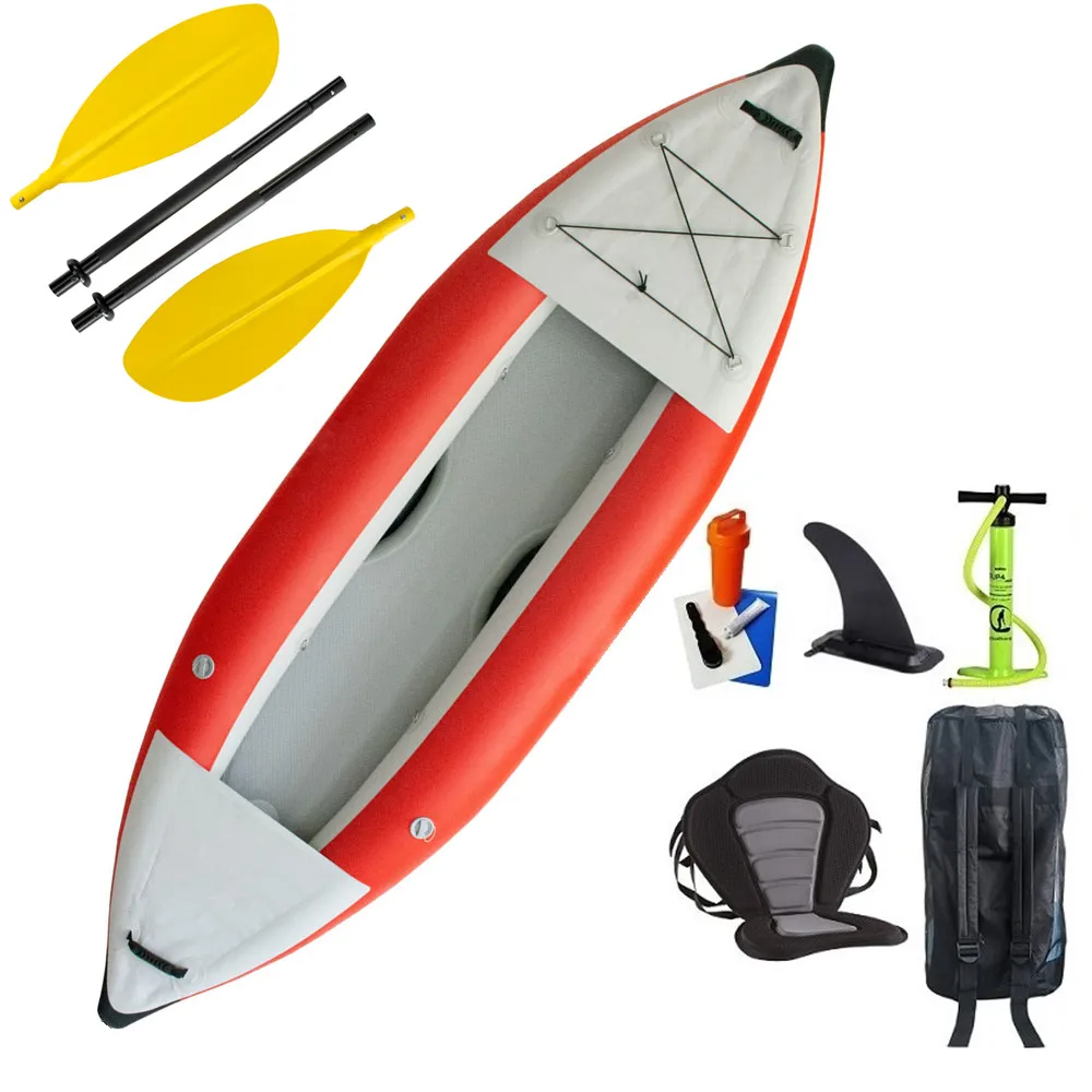 Cheap Single Person Foldable Canoe Inflatable Fishing Drop Stitch Kayak for Sale sale of plastic fishing canoes 3 person double fishing kayak new double kayak sitting on top