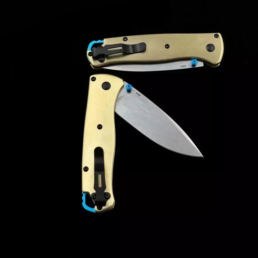 BM BUGOUT 535-3 Brass Handle Outdoor Folding Knife Mark S90V Blade EDC Hunting Camping Tactical Survival Manual Knives 3