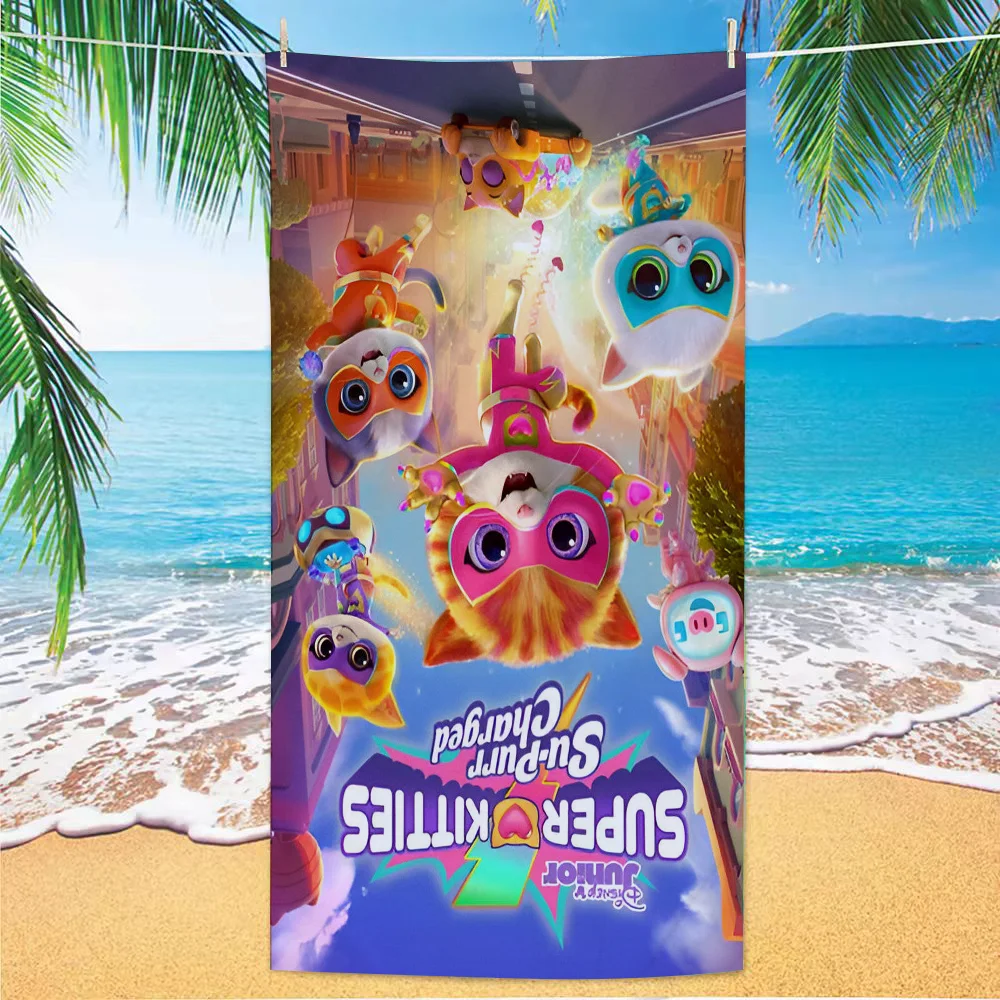 1PC Cartoon SuperKitties Towel Microfiber Beach Towel Quick Dry Kids Beach Blanket Soft Unisex Camping Pool Towel 5