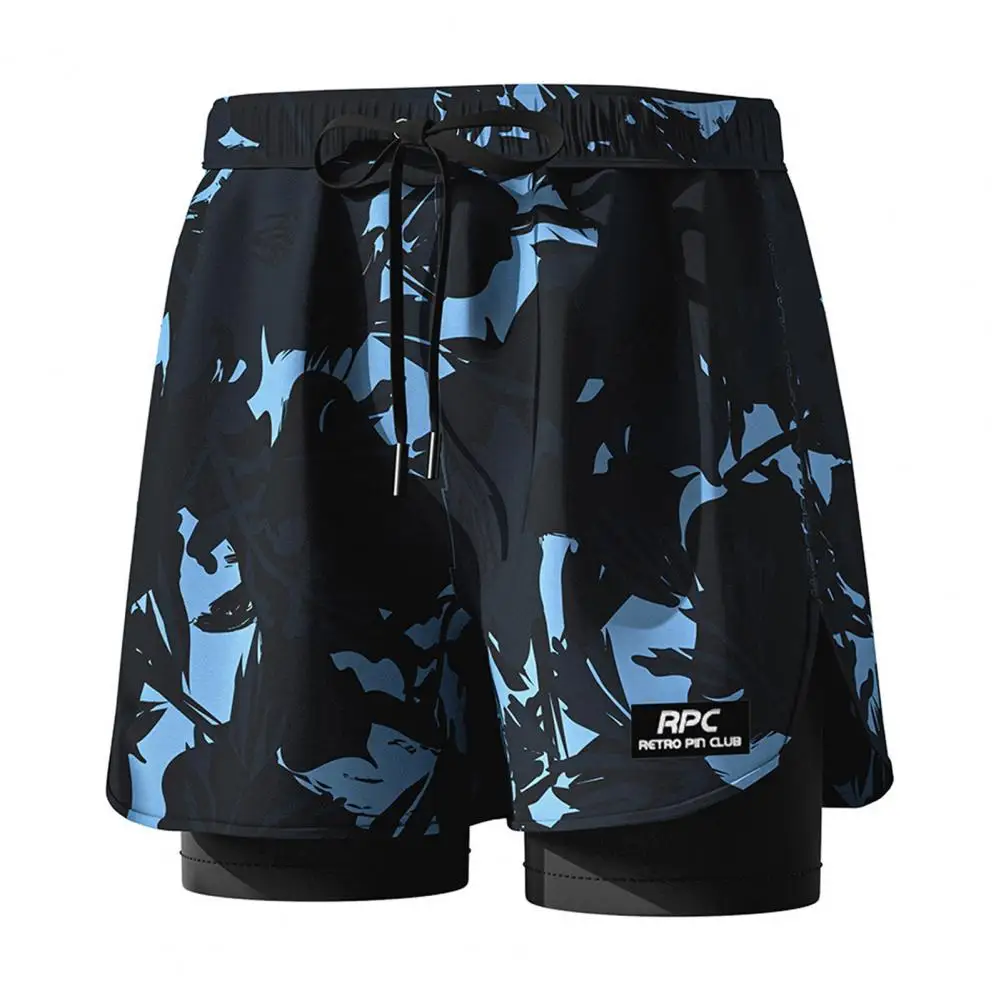 Swim Shorts Men's Elastic Waist Drawstring Swimming Shorts with Compression Liner Pockets Summer Swim Trucks for Supportive