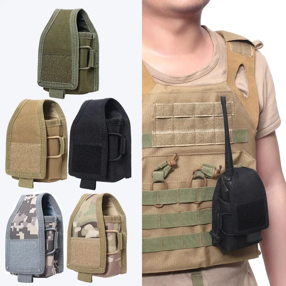 MOLLE-Compatible Radio Pouch for Outdoor Use Walkie Talkie & Phone Holder Lightweight Waist Bag for Camping & Hiking