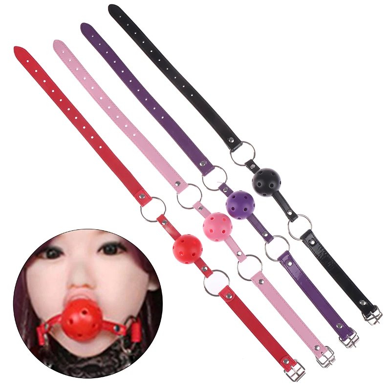 Pu Leather Bondage Fetish Silicone Mouth Ball Gag Mouth Stuffed Adult Flirting
