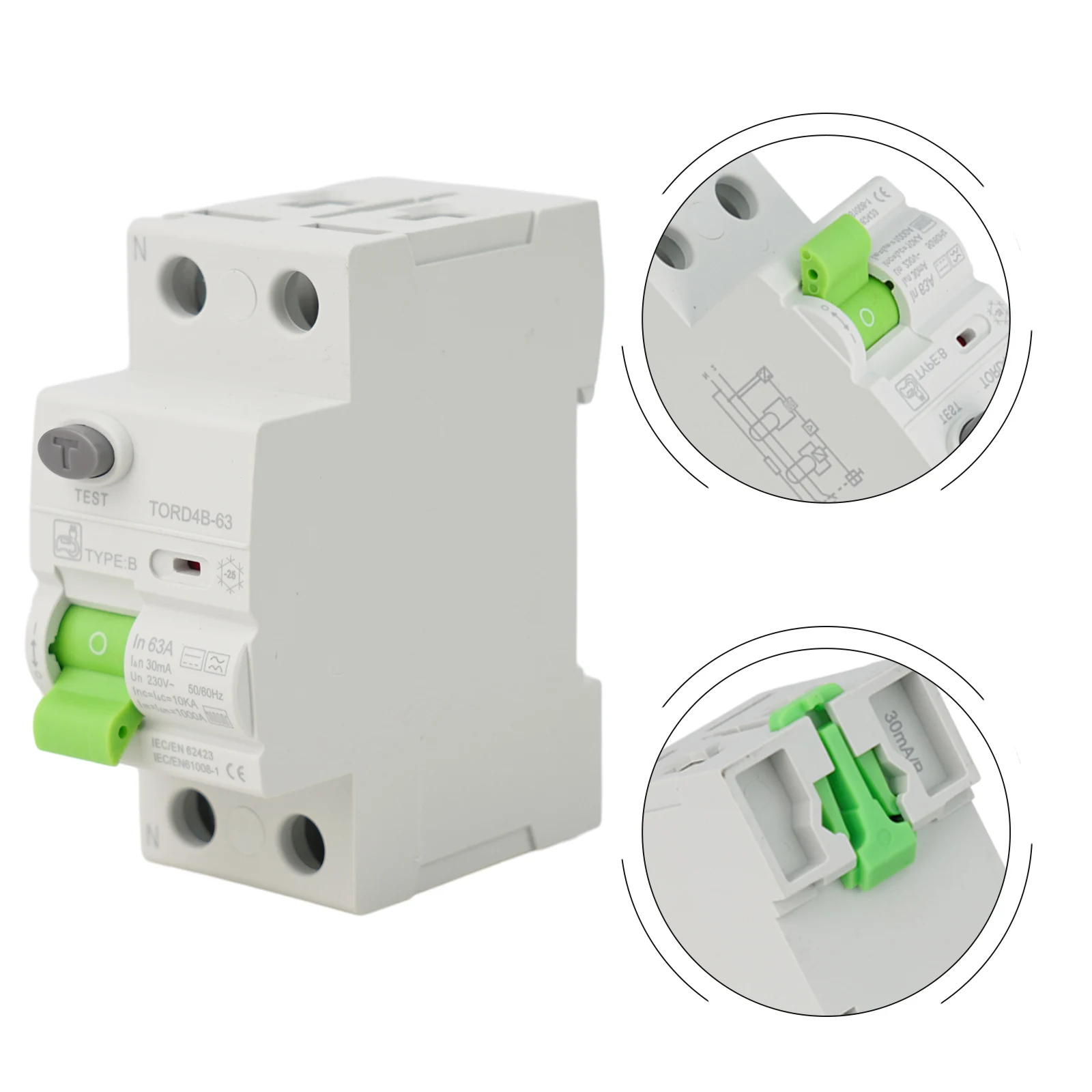 

1pcs Type B 2P 63A 30mA Circuit Breaker Reliable Type B Circuit Breaker RCD DC Electric 2P 63A 30mA