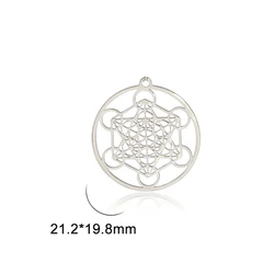 Sacred Geometry Archangel Metatron Cube Stainless Steel Charm Pendants (Style B Steel Color)