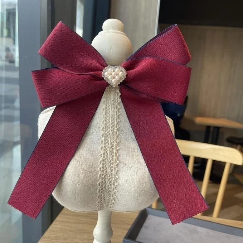 여성용 레트로 원단 활 타이 크리스탈 진주 꽃 브로치, 대학 스타일 셔츠 칼라 핀 넥타이, 한국 패션 주얼리 선물