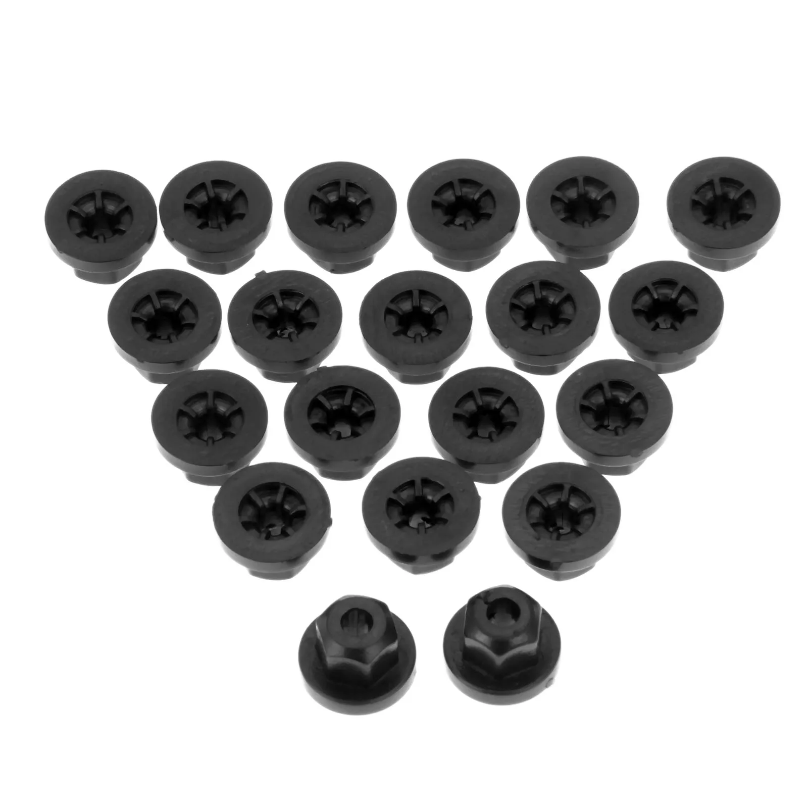 20pcs Exterior Plastic Body Nut Flange Clips for BMW Mercedes 5mm Nylon Flange Nut 10mm Hex Fit 1995-2001 7 Series 738 740 750