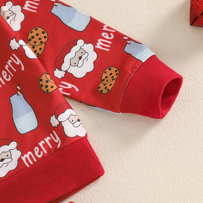 Description Picture 6 of itemBoys Christmas Pants Sets Long Sleeve Round Neck Santa Claus Print Sweatshirt Pants Sets