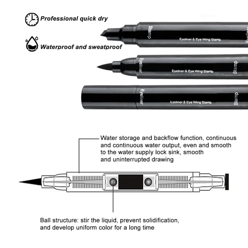 2 In1 Stamp Double-ended Fast Dry Eyeliner Waterproof Lasting Triangle Non-smudge Liquid EyeLiner Pencil Makeup korean cosmetics liquid eyeliner eyeliner pencil