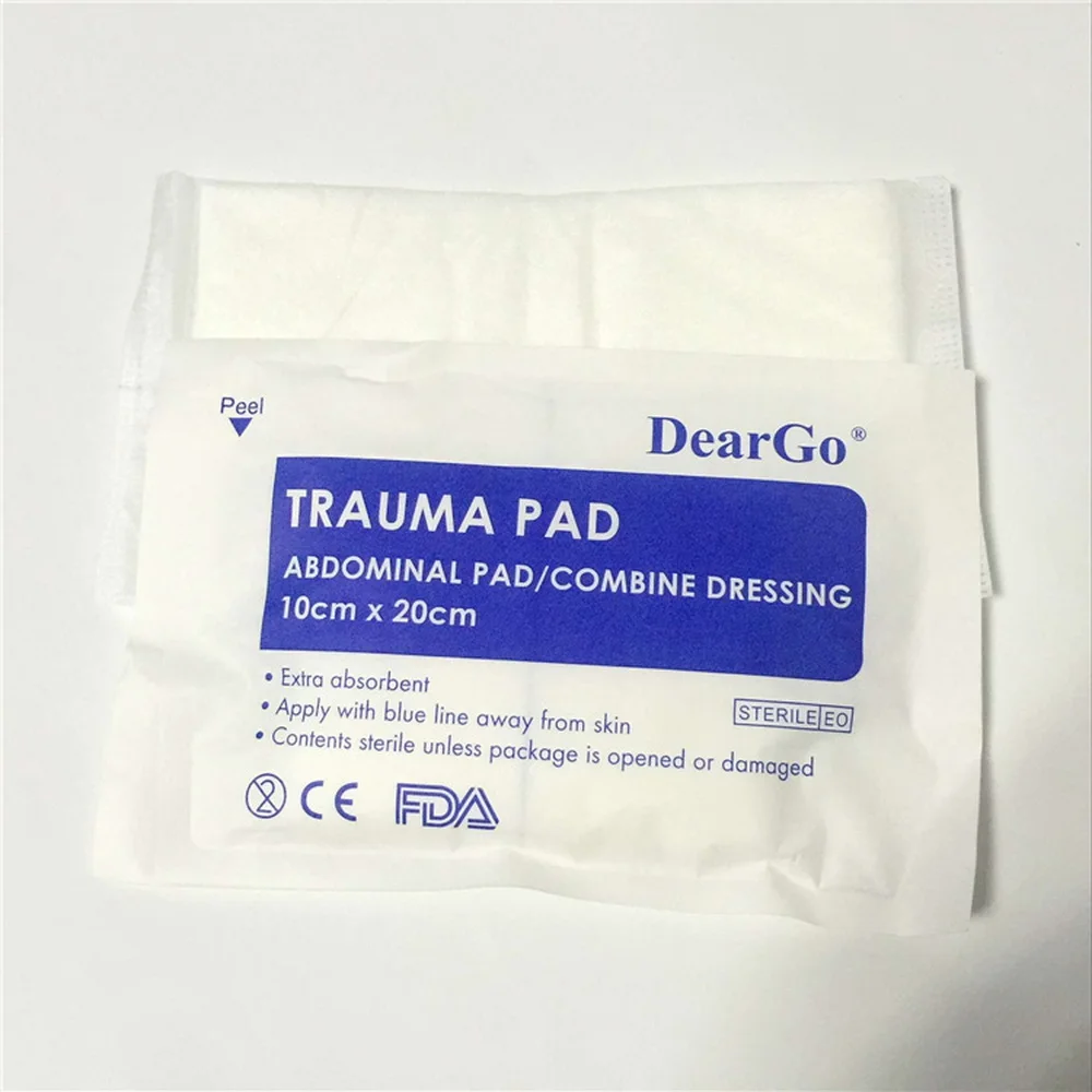 

5pcs 10x20cm Trauma Pad Sterile Non-woven Cotton Pad Wound Hemostatic First Aid Kit Emergency Abdominal Pad Combine Dressing