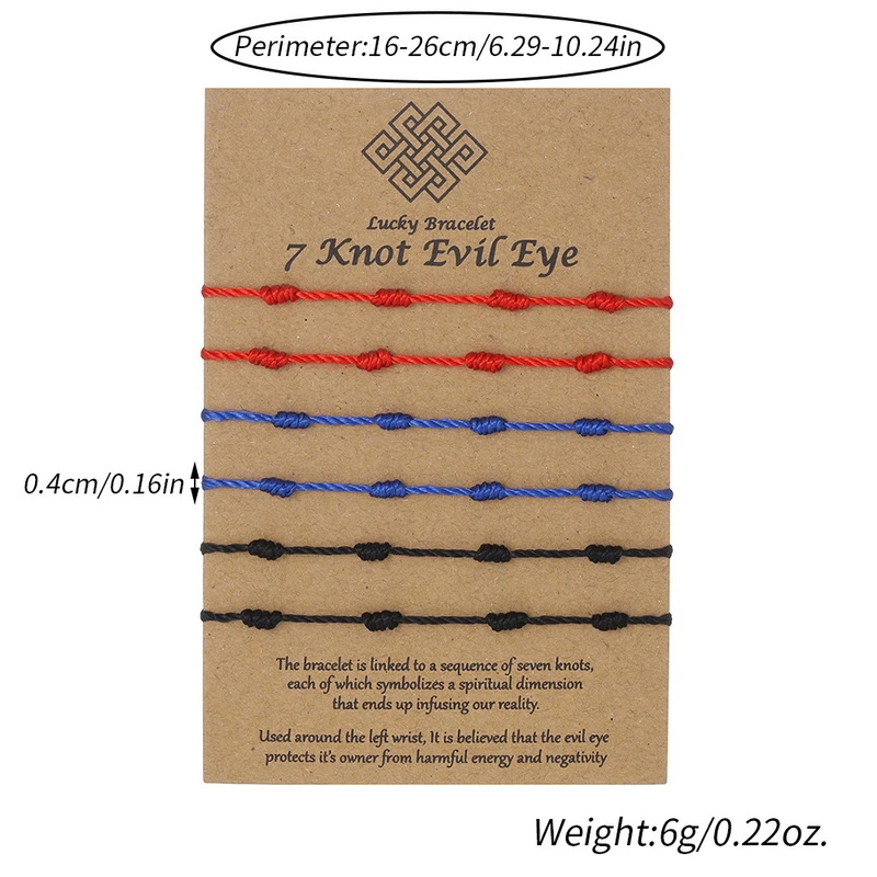 6Pcs/Set Handmade Bracelets For Women Men 7 Knot Red String Rope Braided Lucky Bracelet Success Wealth Friendship Jewelry Gifts 6