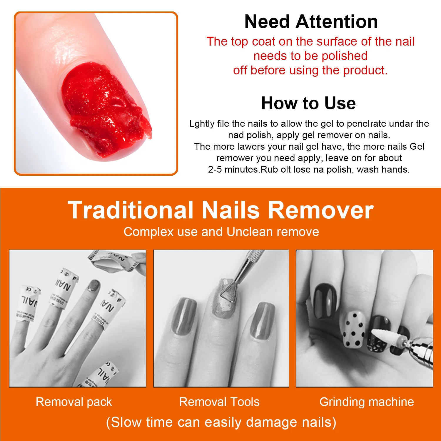 15ml Quick & Easy Gel Nail Polish Remover by No Soak or Wrap Needed, UV Gel Polishes in 2-3 Minutes, Paraben & Formaldehyde Free 4