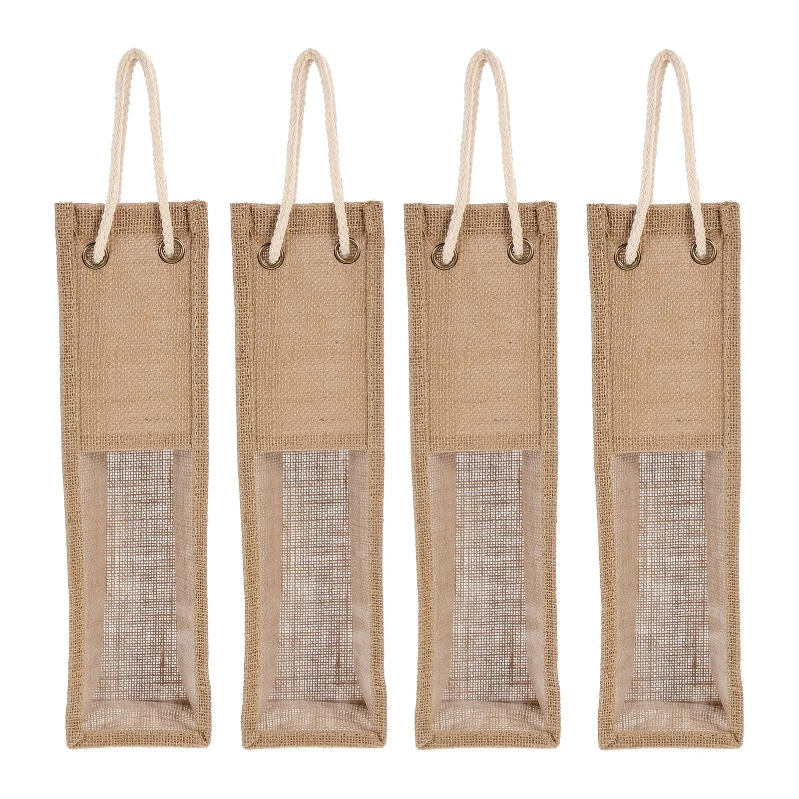 4Pcs Wine Gift Bag Burlap Wine Gift Bag Jute Burlap Bottle Festival Pouch Decorative for Friends