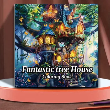 Picture Books for Adults: Coloring Books Fantastic Tree House 20 Page 1