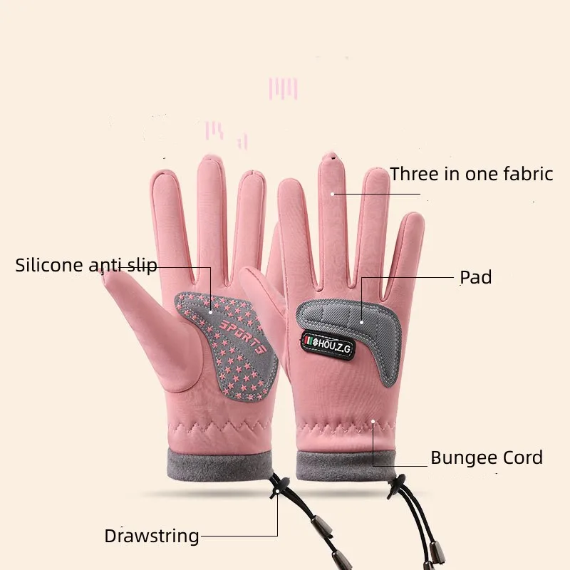 Winter Children Cycling Gloves Cold Wingproof Non-Slip Bicycle Skating  Ski Outdoor Sports Fleece Warm Kids Gloves 3
