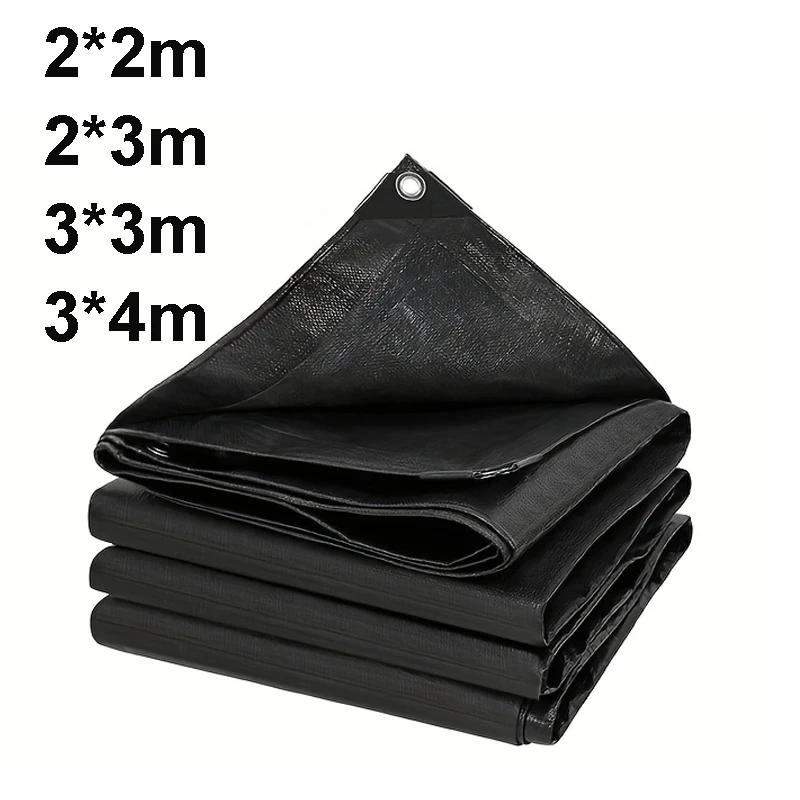 Rainproof Tarpaulin Heavy-Duty Black Waterproof Tarp uv-proof Multipurpose Outdoor Protection Cover Camping Farming Patio garden Boat RV