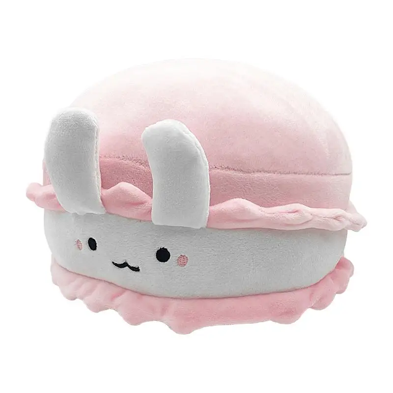

soft Stuffed Macaron Cookie Plush Toy Adorable pink rabbit Shape Macaron Cushion doll Cuddly animal Companion Pillow for Toddler