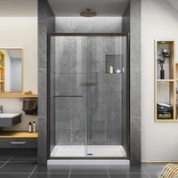 Semi-Frameless Sliding Shower Door, Clear Glass in Oil Rubbed Bronze,Tempered Glass, Aluminum 1