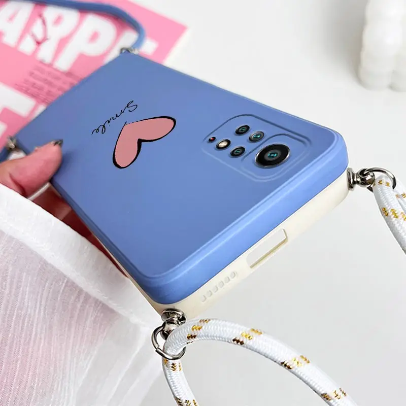 Big Red Heart Crossbody Lanyard Silicone Phone Case Cover