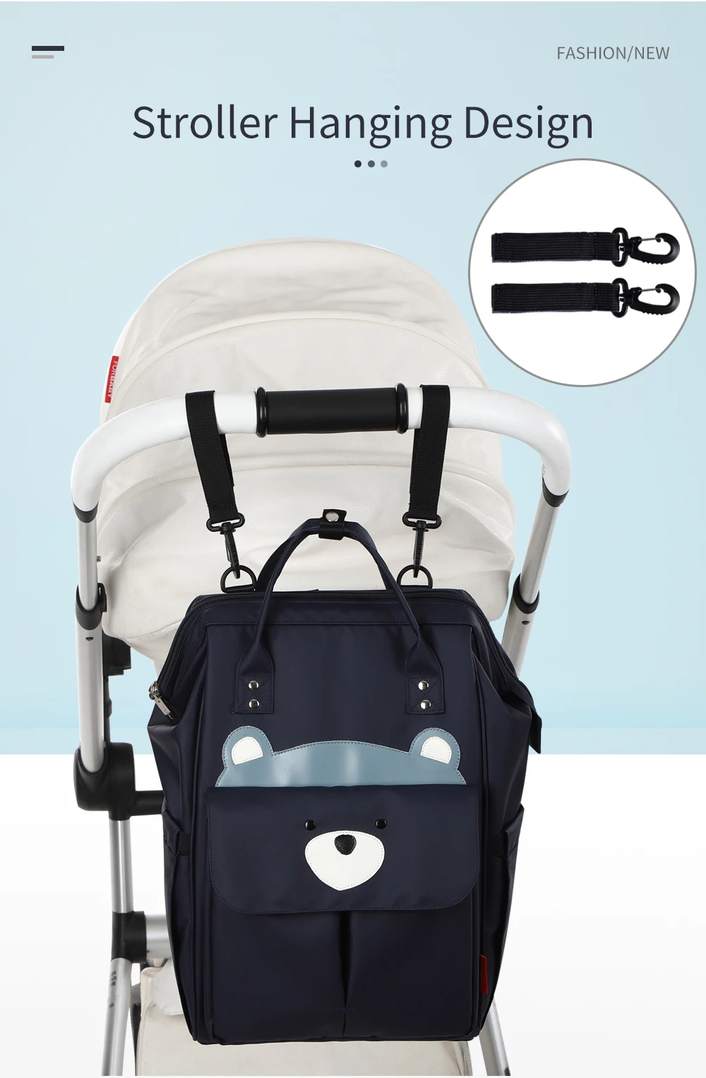 INSULAR Baby Diaper Bag Mom Maternity Packsack Infant Stroller Nappy Backpack Nursing Changing Bag Large Capacity Multi-function 3