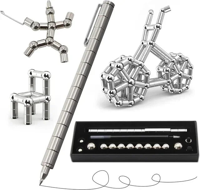 Fidget Pen Magnetic DIY Pen Magnet Multifunctional Fidgi Deformable Magnet Writing Ballpoint Toy Pen, Best Gift For Friends