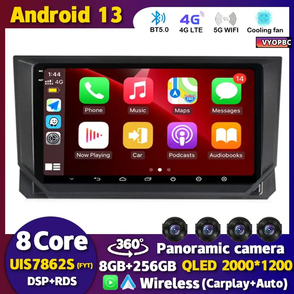 

Android 13 Carplay Auto 4G+WIFI Car Radio for SEAT Ibiza 2017 2018 2019 2020 Stereo GPS Multimedia Video Player 360 Camera Audio