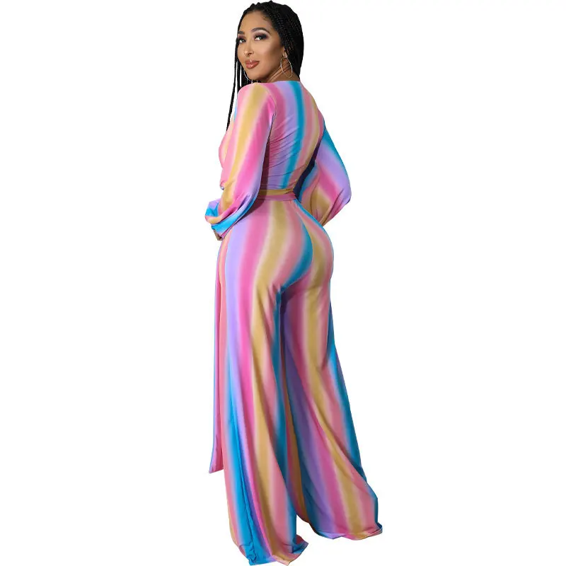 2022 Summer Long Sleeve V-Neck Overalls Jumpsuits Loose Jumpsuits For Women Rompers Jumpsuits Lady Club Big Size Female Vestidos