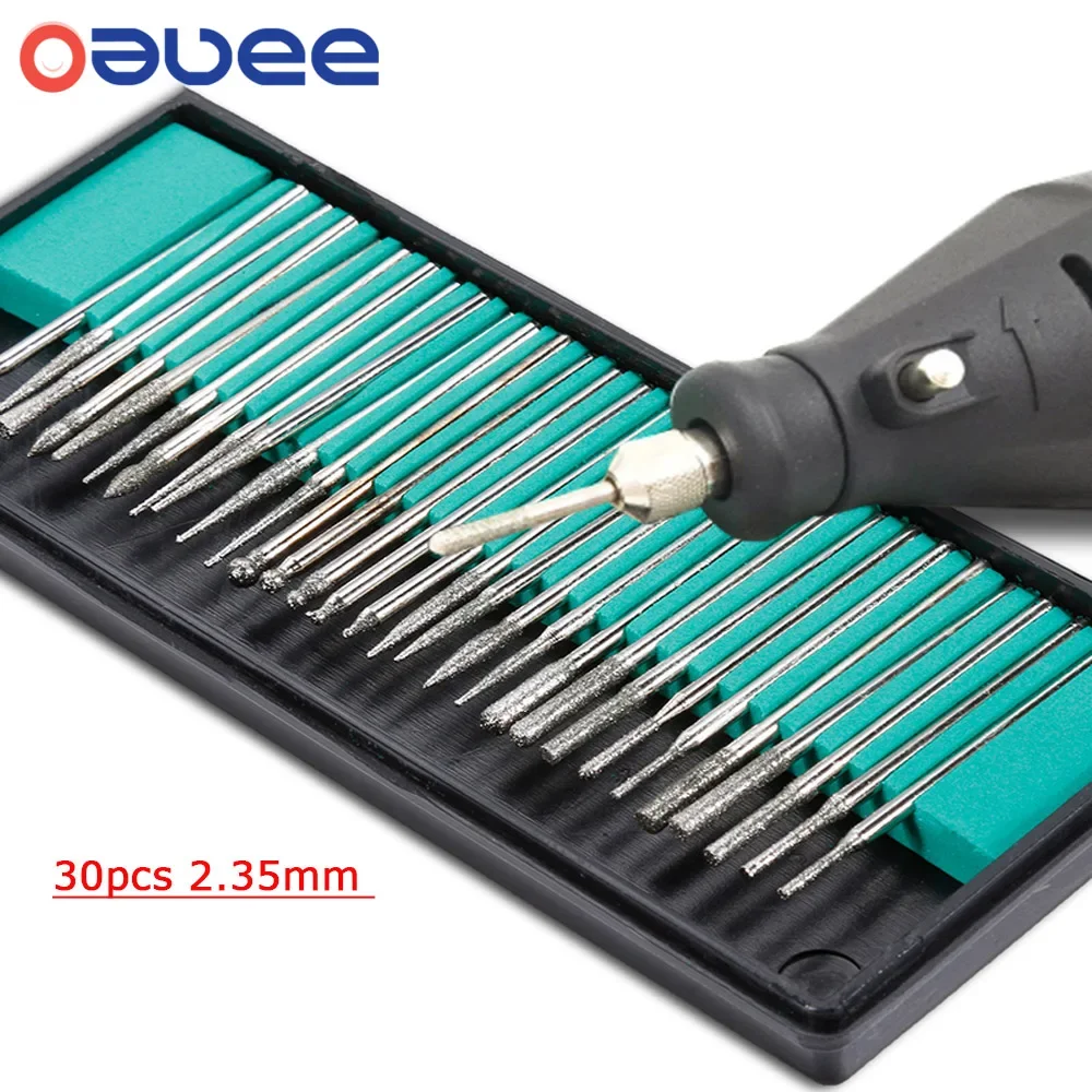 SE 30pc Diamond Burr Set 1/8" Shank 80 Grit | Rotary Tool Bits For Dremel