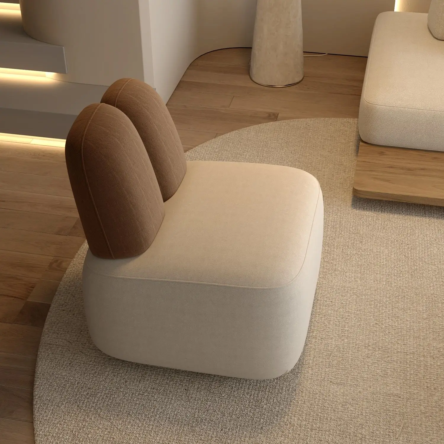 

Cream Wind Single Small Sofa Wabi Wind Living Room Balcony Leisure Sofa Chair