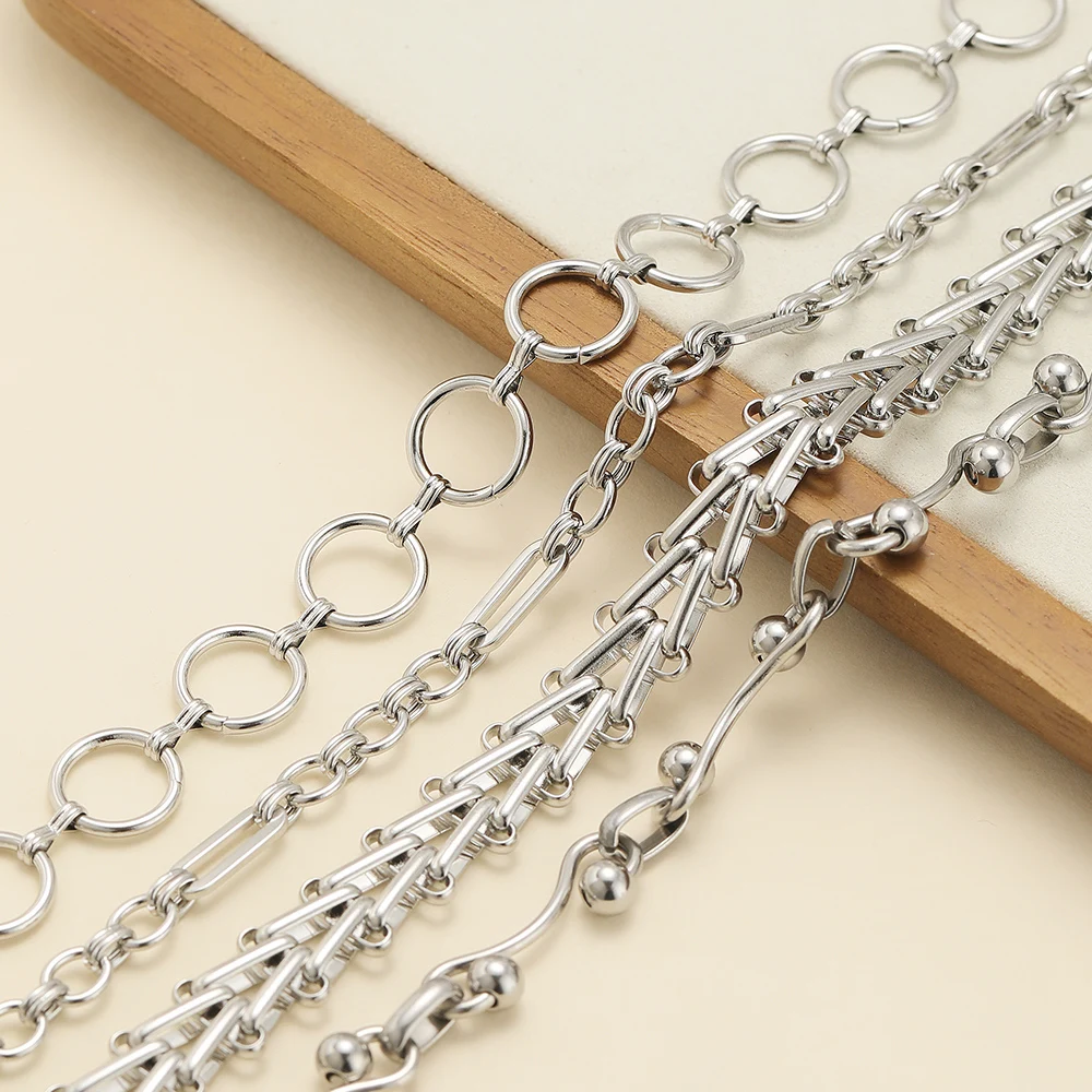 1 Meter große kombinierte Edelstahlketten für DIY Männer Schmuckherstellung Hip Hop Punk Halsketten Armbänder Zubehör Bulk – Detail 2
