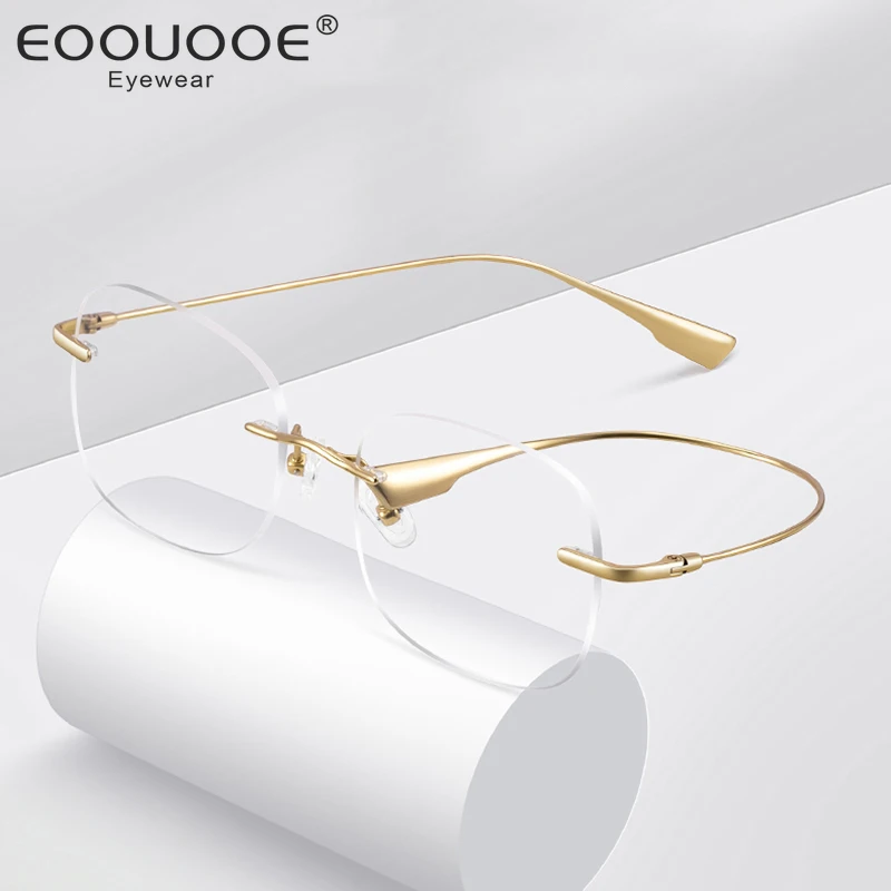 

New Design Frameless Glasses Titanium Women Men Eyewear Frame Myopia Prescription Filter Blue Light Optics Anti-Reflection Gafas