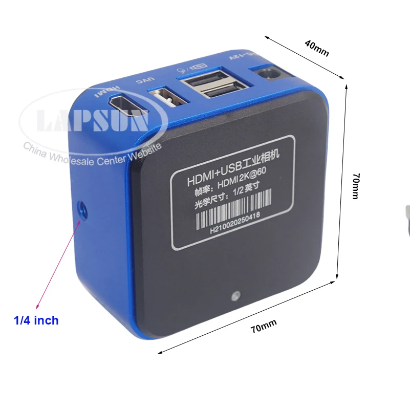 Lapsun 2025 2K 4MP 60FPS IMX347 Simul HDMI 및 USB C-마운트 산업 현미경 카메라 80X-180X-200X 렌즈(크로스 라인 포함)