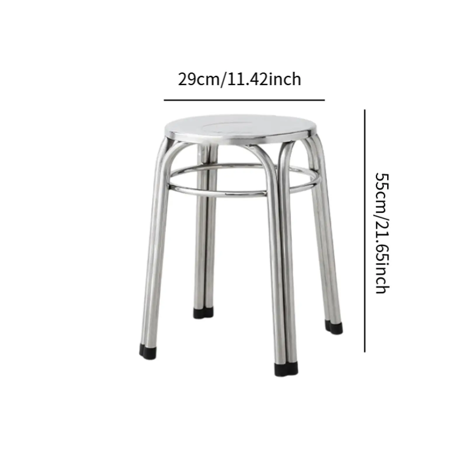 Round Metal Stool Non Slip Diameter 29Cm Easy Clean Stacking Stool Stainless Steel For Indoor Garden Dining Room Outdoor Kitchen