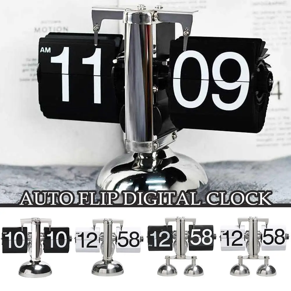 

Operated Quartz Clock Auto Flip Digital Clock Retro Watch Clock Office Time Gear Internal Flip Decors Home Decoration F1C6