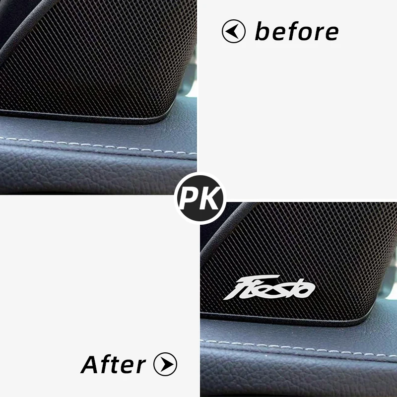 3D aluminum speaker stereo speaker badge emblem Sticker for Ford Fiesta mk5 mk6 mk7 Accessories Car Styling 4pcs car speaker stickers